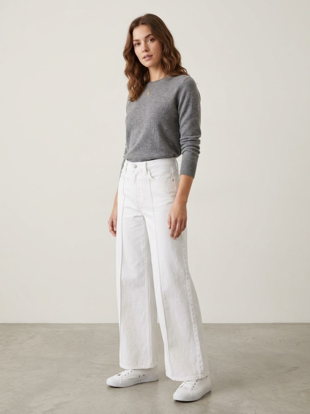 Polo Ralph Lauren Rigid White Front-Seam Wide-Leg Cropped Jeans - Size 28